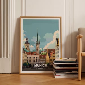 Munich Travel Poster, Germany Cityscape Wall Art, Home Decor, Office Decoration, Wanderlust Gift, C20-277
