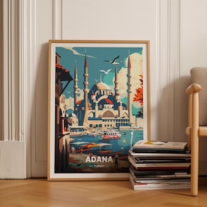 Adana Cityscape Travel Poster, Turkey Landmark Art, Home Office Decor, Wanderlust Gift, World Explorer Wall Art, C20-1361