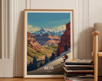 Alta Utah Ski Poster, Rocky Mountains Travel Print, C20-1381