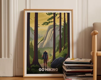 Hiking Adventure Poster, Vintage-Inspired Mountain & Nature Wall Art, Outdoor Trail and Camping Decor, C20-1377
