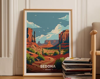 Sedona Arizona Travel Poster, Scenic Desert Landscape Wall Art, Unique Birthday or Anniversary Gift Idea, C20-707
