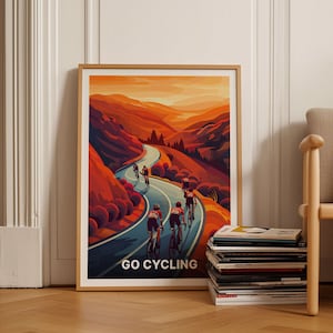Radfahren Abenteuer Reise Poster, Rennrad Wandkunst, Vintage Stil Radfahren Dekor, Geschenk für Radsportler, Outdoor Abenteuer Thema, C20-447