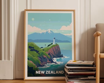 New Zealand Landscape Poster, Scenic Travel Wall Art, C20-1054