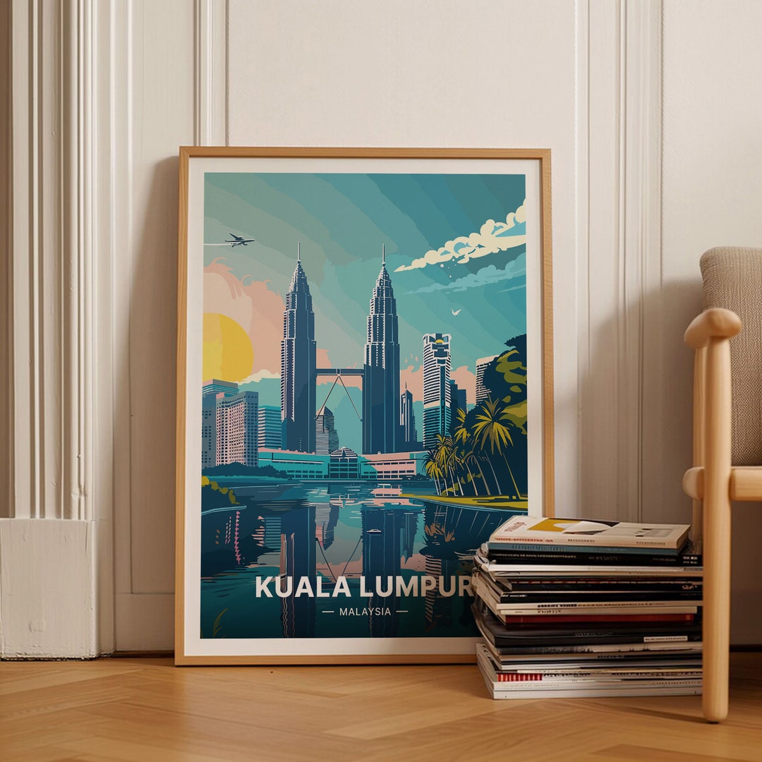 Kuala Lumpur Skyline Art Poster, Malaysia Travel Print, C20-489
