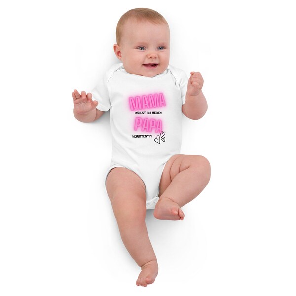 Baby romper made of organic cotton Do you want to marry daddy pink