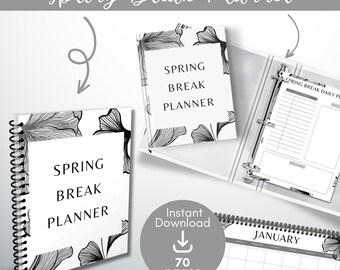 black and white Spring break planner