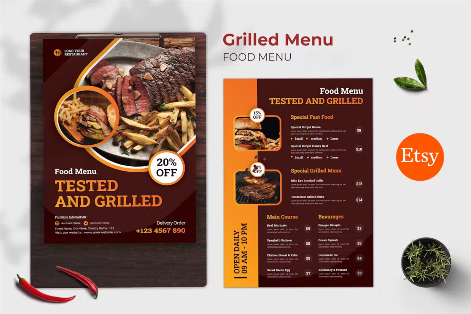 Custom Design Menu Template, Hand Drawn, Cafe/restaurant Menu ...