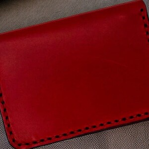 Cartera estándar de cuero claro rojo/marrón - cosida a mano - cuero italiano