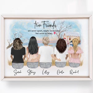 Custom Best Friend print, Personalized Best Friend Portrait, Best friends illustration gift