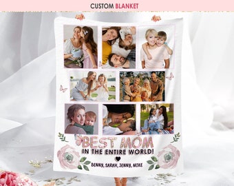 Custom Mother's Day Blanket Gift From Photo, Custom Birthday Gift For Mom, Custom Photo Gift From Daughter Blanket Photo Collage Mother Day