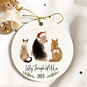 Custom 3 Pets Ornament Cats and Dogs Christmas Pet Memorial Keepsake Multiple Pets
