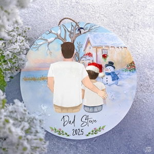 Custom Handpainted Family Ornament: Dad, Kids & Pets