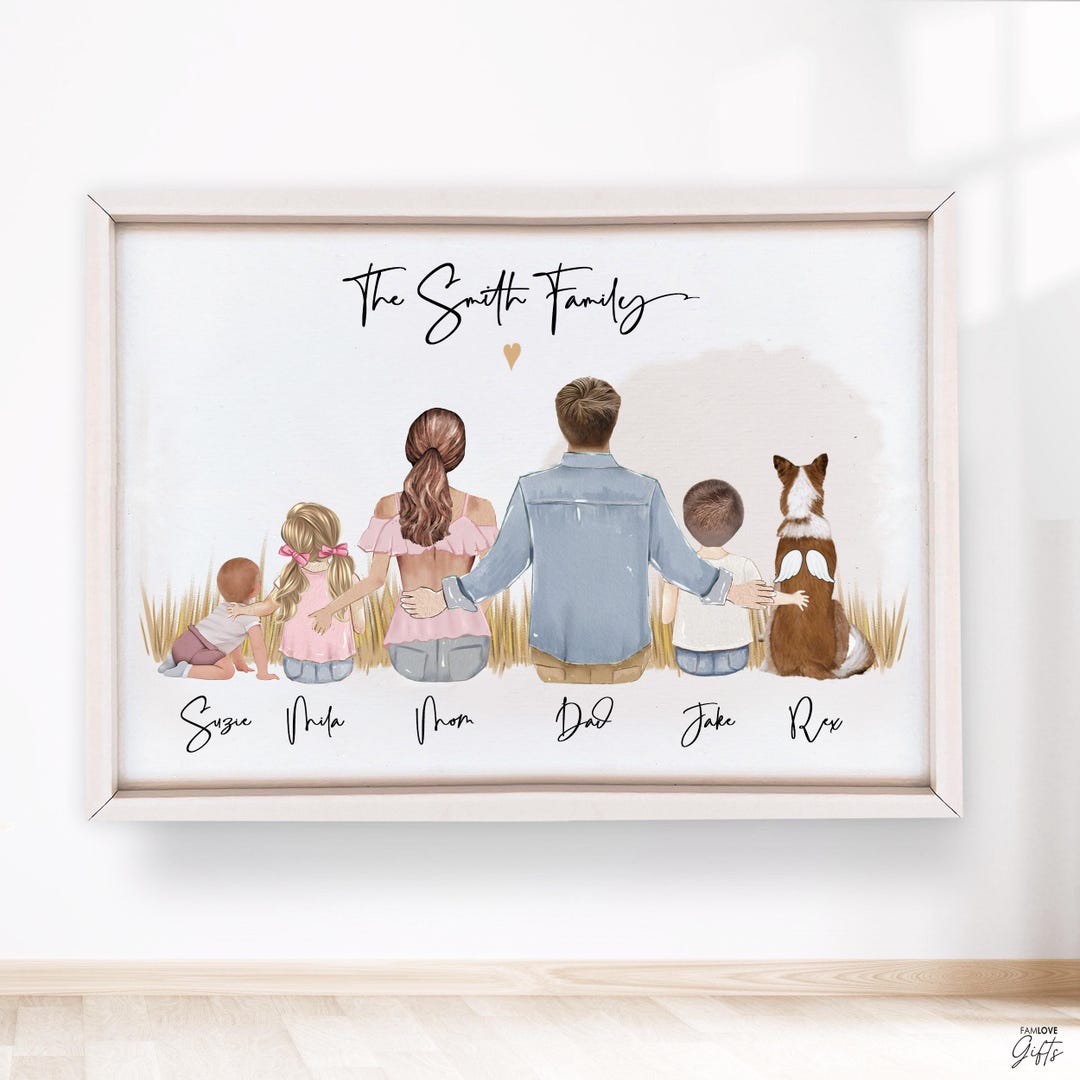 Custom Portrait Family Print, Personalized Gift for Family, Mom or Dad ...