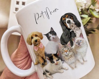Personalisierte Haustier Porträt Kaffeetasse: Personalisiertes Geschenk für Katzen & Hunde Liebhaber