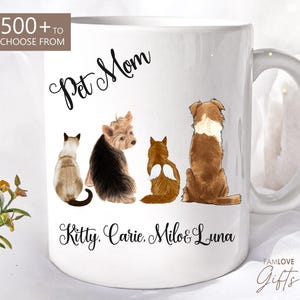 Custom Pet Mom Coffee Mug, Dog Mug, Cat Mug, Personalized Dog Mom Gift, Dog Dad Gift Pet Owner Birthday or Christmas Gift