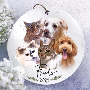 Custom Pets Portrait Ornament Using Photos Portrait Ornament from Photo Personalized Christmas Gift for Pet Owner Keepsake