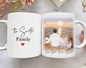 Personalized Family Mug Custom Family Coffee Cup Dog and Cat Kids Mom Dad Christmas
