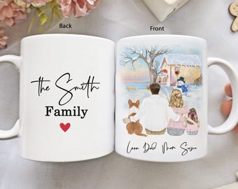 Family Mug, Custom Family Gifts, Dog and Cat Mugs Mom, Dad Gift Christmas Present