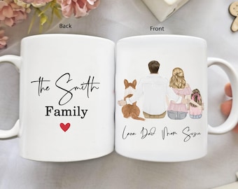 Family Mug, Custom Family Gift, Pet Dog Cat Mugs Mom Dad Gifts Christmas Present