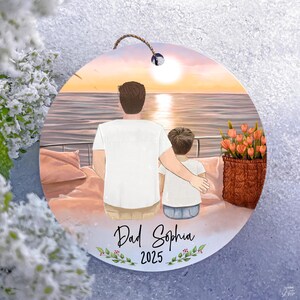 Custom Handpainted Family Ornament: Dad, Kids & Pets Keepsake