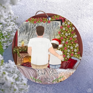 Custom Handpainted Family Ornament: Dad, Kids & Pets Keepsake