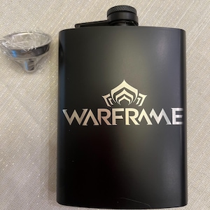 Warframe- Laser engraved custom stainless steel flask 8OZ