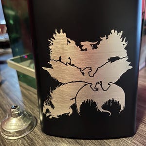 DA Quad Dragon stainless steel 8oz flask with funnel- Origins/Inquisition/Da2/Veilguard