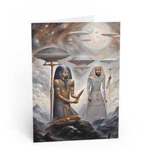 Biglietto d'auguri UFO - "The Masters' Knew", UFO e religione, Incontri spirituali, Biglietto d'auguri filosofico Dimensioni 6,9 x 4,9 con busta