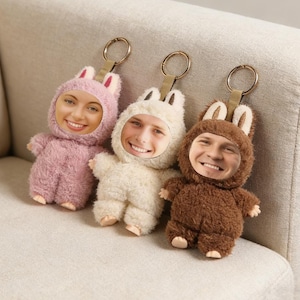 Anpassad ansiktsplyschnyckelring Personlig fotodocka Nyckelringar Personlig ansiktsdocka Rolig present till vänner, födelsedag, alla hjärtans dag
