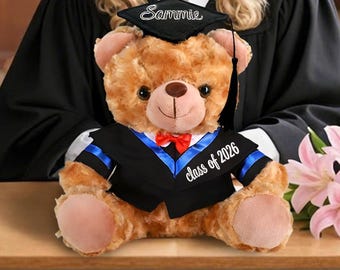 Oso de graduación personalizado con nombre, oso de peluche de graduación con birrete, regalos de graduación, oso de peluche de graduación, regalo para graduados