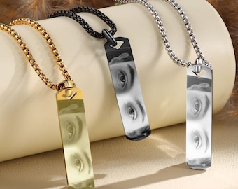 Collar personalizado con ojos humanos, collar con foto grabada para él/ella, collar "Yo contigo", regalos de Navidad, regalos para novio