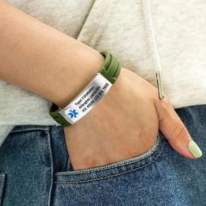 8 Colors Medical Alert Bracelet, Personalized Medical ID Bracelet with Engraving, ID & Medical Bracelets, Emergency Jewelry for Her Him