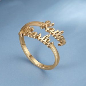 Anillo con dos nombres, anillo ajustable, anillo para mujer, regalo personalizado para mamá, regalo para mejor amiga, regalo de cumpleaños