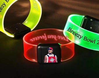 Personalized LED Wristband, Party Bracelet, Custom Photo LED Bracelets Bachelorette Party Favors Gift for Bride to Be, Wedding Party Favors