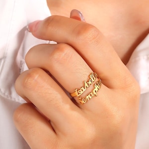 Double Name Ring, Two Name Ring, Adjustable Ring, Ring for Women, Personalized Gift for Mom, Best Friend Gift, Birthday Gifts