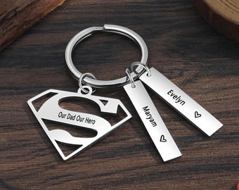 This Dad Belongs To... Personalised Family Keychain for Fathers Day Gift, Kids Names Keychain Gift for Dad, Daddy Keyring, Gifts for Husband