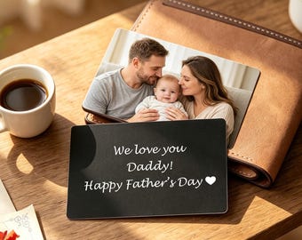Personalised Metal Photo Wallet Insert Card, Custom Photo Metal Wallet Card, Anniversary Birthday Gift for Him Her
