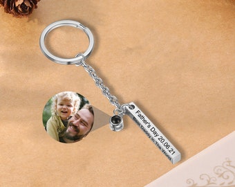 Personalized Photo Keychain, Projection Keyring, Bar keyring, Photo Memorial Keychain,Engraved keychain,Gifts for Boyfriend