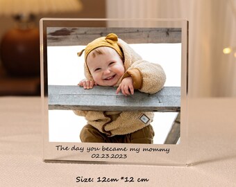 Personalised Day You Became My Mummy Date Acrylic Keepsake Block,Gift from Kids, 1st Mothers Day Gift, Mother's Day