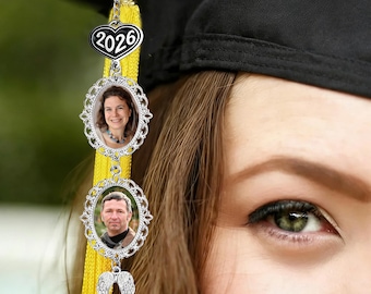 Benutzerdefinierte Abschluss Quaste Foto Charm mit Engelsflügeln, Gedenk Abschluss Geschenk, Gedenk Abschluss Kappe Charme 2026, Erinnerungsfoto
