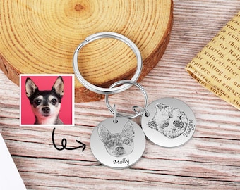 Custom Pet Portrait Keychain, Personalized Keychain for Dog Mom, Gift for Pet Lover, Pet Loss Sympathy Gift, Pet Memorial Gift