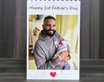 Personalised Daddy & Me Building Brick Photo Block, Gift for Dad, Building Block, Puzzle, Grandad, Grandpa, Birthday Gift, Father&#39;s Day Gift