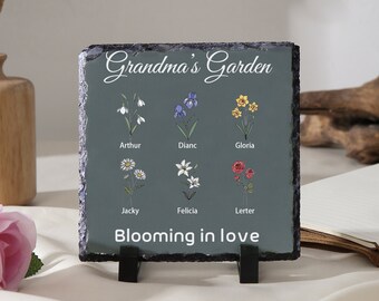 Personalized Garden Stone, Grandmas Garden Sign, Mother's Day Gift, Personalized Birth Flower Gift, Gifts For Her, Grandma Gift