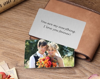 Biglietto portafoto personalizzato - Aggiungi anche l'incisione sul retro - Imbottitura per calze, regali per lui o per lei - Biglietto d'amore con foto incisa al laser