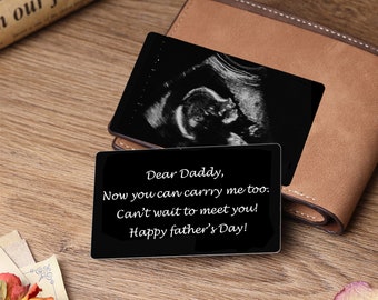 Custom Ultrasound Wallet Card for a 1st time Dad, Can't wait to meet you Sonogram Picture, Metal photo Wallet Card insert, Father's Day gift
