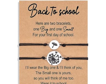 Back to school, Mom and Kids Matching Bracelet Set, Custom Letter on Back, First day of School/Kindergarten/Preschool Gift