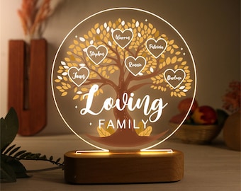 Tree of Life Names Night Light Mother's Day Gift, Family Tree Night Light, Custom Night Light with Kids Names, Birthday Gifts, Gifts for Mom