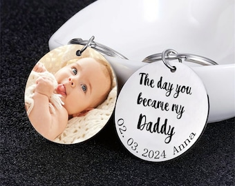 Porte-clés photo Le jour où vous êtes devenu mon papa pour la fête des pères, cadeau personnalisé papa pour papa, premier cadeau de fête des pères, cadeau de nouveau bébé