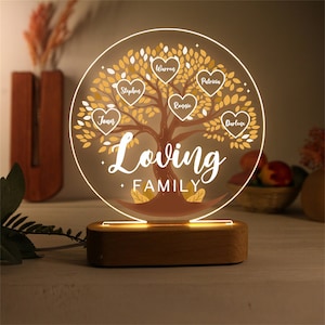 Tree of Life Names Night Light Mother's Day Gift, Family Tree Night Light, Custom Night Light with Kids Names, Birthday Gifts, Gifts for Mom