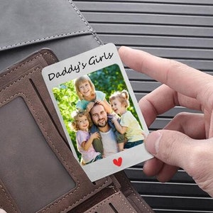 Billetera con foto grabada con láser para papá e hijos, billetera de metal con tarjeta de memoria, billetera con inserción como regalo para él o ella, regalo para novio, esposo o papá
